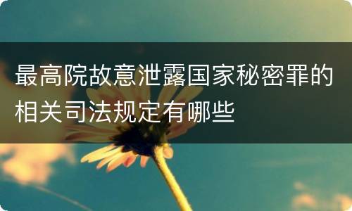 最高院故意泄露国家秘密罪的相关司法规定有哪些