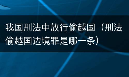 我国刑法中放行偷越国（刑法偷越国边境罪是哪一条）