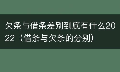 欠条与借条差别到底有什么2022（借条与欠条的分别）