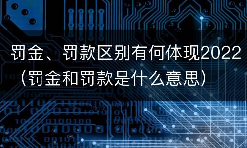 罚金、罚款区别有何体现2022（罚金和罚款是什么意思）
