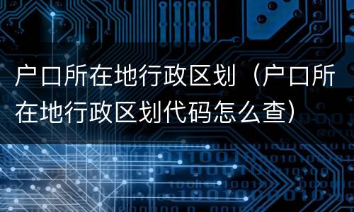 户口所在地行政区划（户口所在地行政区划代码怎么查）