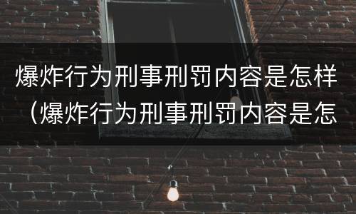 爆炸行为刑事刑罚内容是怎样（爆炸行为刑事刑罚内容是怎样形成的）