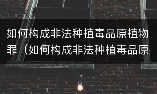 如何构成非法种植毒品原植物罪（如何构成非法种植毒品原植物罪行）