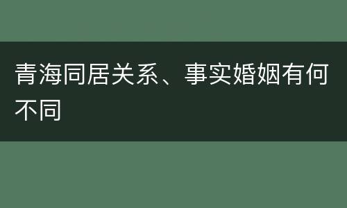 青海同居关系、事实婚姻有何不同