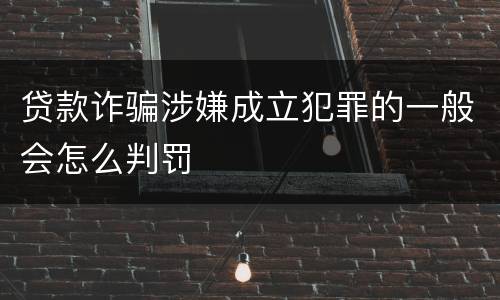 贷款诈骗涉嫌成立犯罪的一般会怎么判罚
