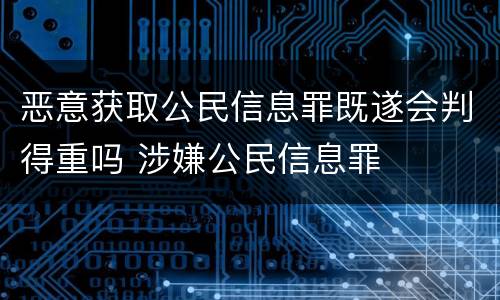 恶意获取公民信息罪既遂会判得重吗 涉嫌公民信息罪