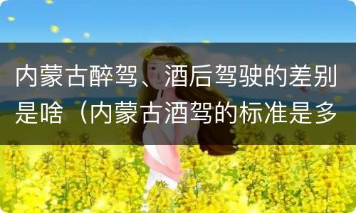 内蒙古醉驾、酒后驾驶的差别是啥（内蒙古酒驾的标准是多少）