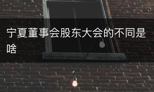 宁夏董事会股东大会的不同是啥