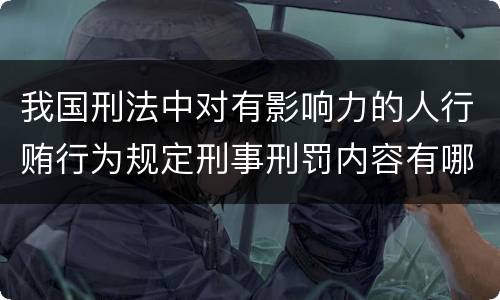 我国刑法中对有影响力的人行贿行为规定刑事刑罚内容有哪些