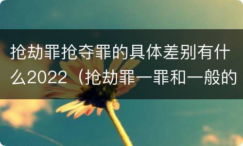 抢劫罪抢夺罪的具体差别有什么2022（抢劫罪一罪和一般的抢劫罪）