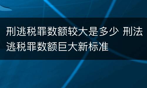 刑逃税罪数额较大是多少 刑法逃税罪数额巨大新标准