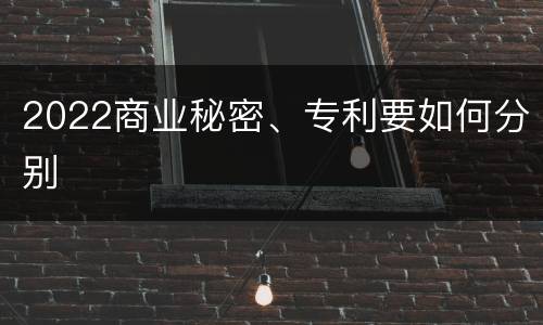 2022商业秘密、专利要如何分别