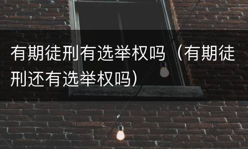 有期徒刑有选举权吗（有期徒刑还有选举权吗）