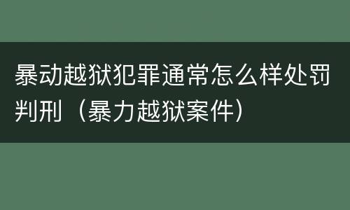 暴动越狱犯罪通常怎么样处罚判刑（暴力越狱案件）