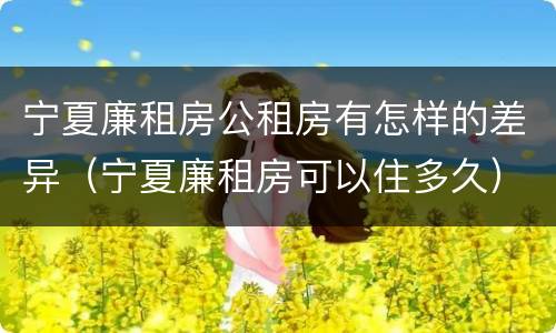 宁夏廉租房公租房有怎样的差异（宁夏廉租房可以住多久）