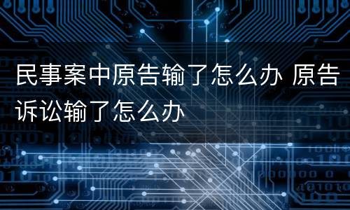 民事案中原告输了怎么办 原告诉讼输了怎么办