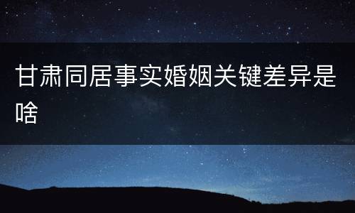 甘肃同居事实婚姻关键差异是啥