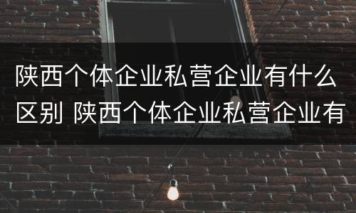 陕西个体企业私营企业有什么区别 陕西个体企业私营企业有什么区别呢