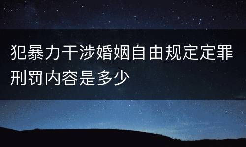 犯暴力干涉婚姻自由规定定罪刑罚内容是多少