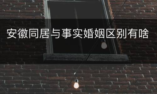 安徽同居与事实婚姻区别有啥