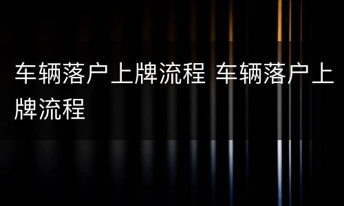 车辆落户上牌流程 车辆落户上牌流程