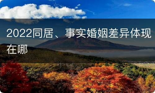2022同居、事实婚姻差异体现在哪