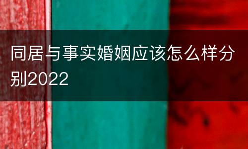 同居与事实婚姻应该怎么样分别2022