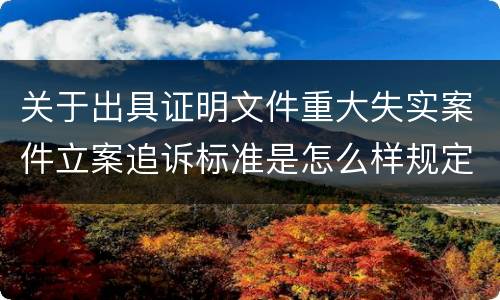 关于出具证明文件重大失实案件立案追诉标准是怎么样规定 关于出具证明文件重大失实案件立案追诉标准是怎么样规定
