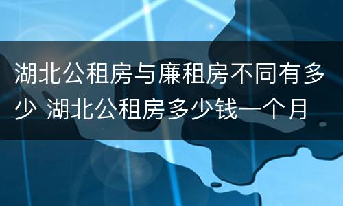 湖北公租房与廉租房不同有多少 湖北公租房多少钱一个月