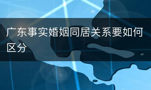 广东事实婚姻同居关系要如何区分