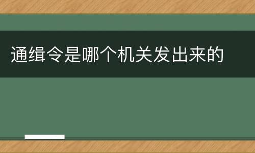 通缉令是哪个机关发出来的