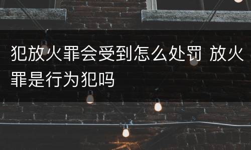 犯放火罪会受到怎么处罚 放火罪是行为犯吗