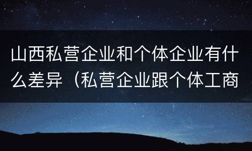 山西私营企业和个体企业有什么差异（私营企业跟个体工商户的区别）