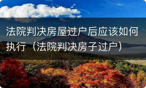 法院判决房屋过户后应该如何执行（法院判决房子过户）