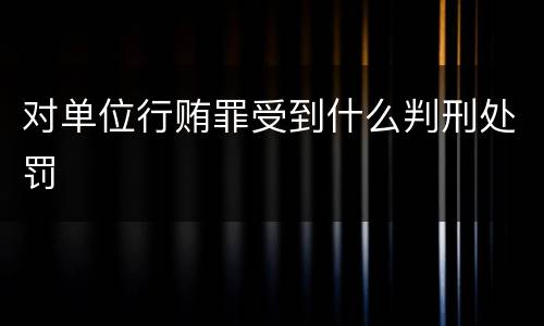 对单位行贿罪受到什么判刑处罚