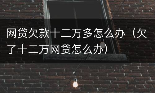 网贷欠款十二万多怎么办（欠了十二万网贷怎么办）