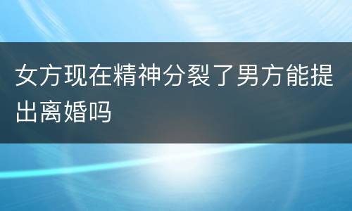 女方现在精神分裂了男方能提出离婚吗