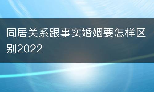 同居关系跟事实婚姻要怎样区别2022