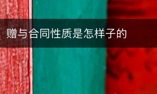 赠与合同性质是怎样子的