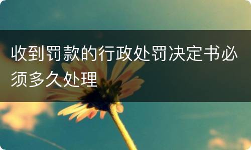 收到罚款的行政处罚决定书必须多久处理