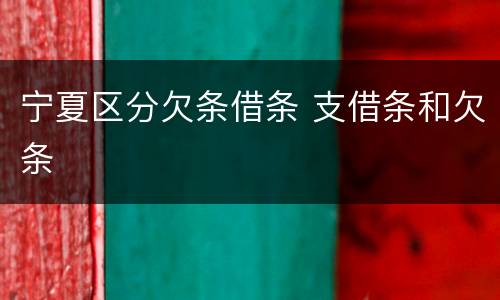宁夏区分欠条借条 支借条和欠条