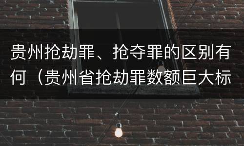 贵州抢劫罪、抢夺罪的区别有何（贵州省抢劫罪数额巨大标准）