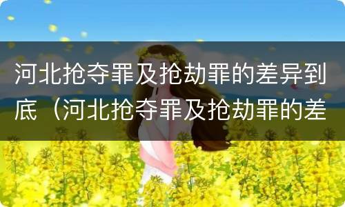 河北抢夺罪及抢劫罪的差异到底（河北抢夺罪及抢劫罪的差异到底是什么?）