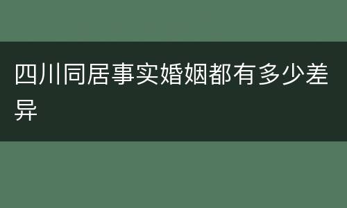 四川同居事实婚姻都有多少差异
