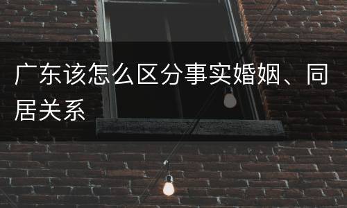 广东该怎么区分事实婚姻、同居关系