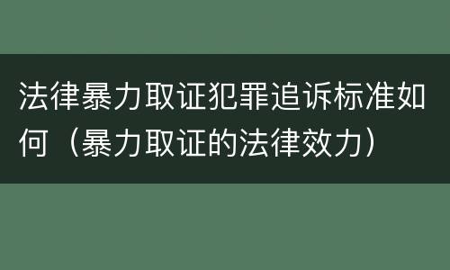 法律暴力取证犯罪追诉标准如何（暴力取证的法律效力）
