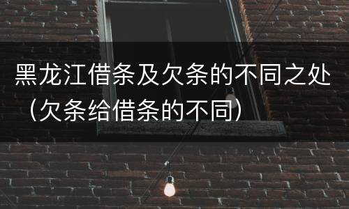黑龙江借条及欠条的不同之处（欠条给借条的不同）