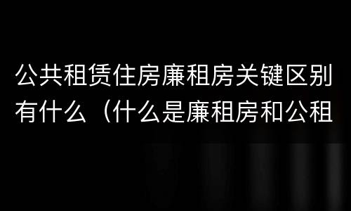 公共租赁住房廉租房关键区别有什么（什么是廉租房和公租房两个有什么特点）