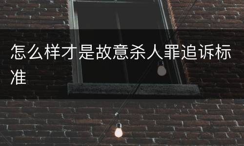 怎么样才是故意杀人罪追诉标准