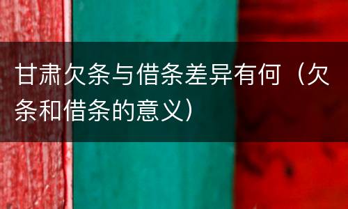 甘肃欠条与借条差异有何（欠条和借条的意义）